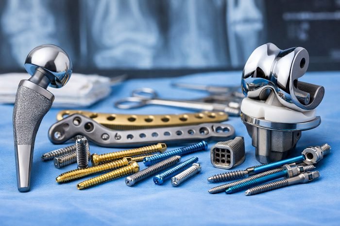Orthopaedic implants: hip stem, knee joint, bone plates and screws